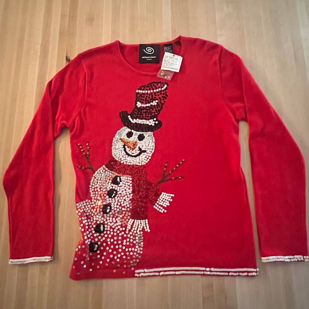 Michael Simon Snowman Sweater Size S NWT